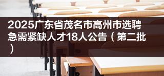 2025广东省茂名市高州市选聘急需紧缺人才18人公告(第二批)